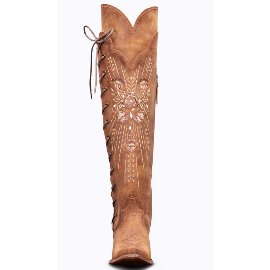 Vintage Embroidered Lace-Up Western Boots - Eliza-Warszawa