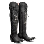 Vintage Embroidered Lace-Up Western Boots - Eliza-Warszawa