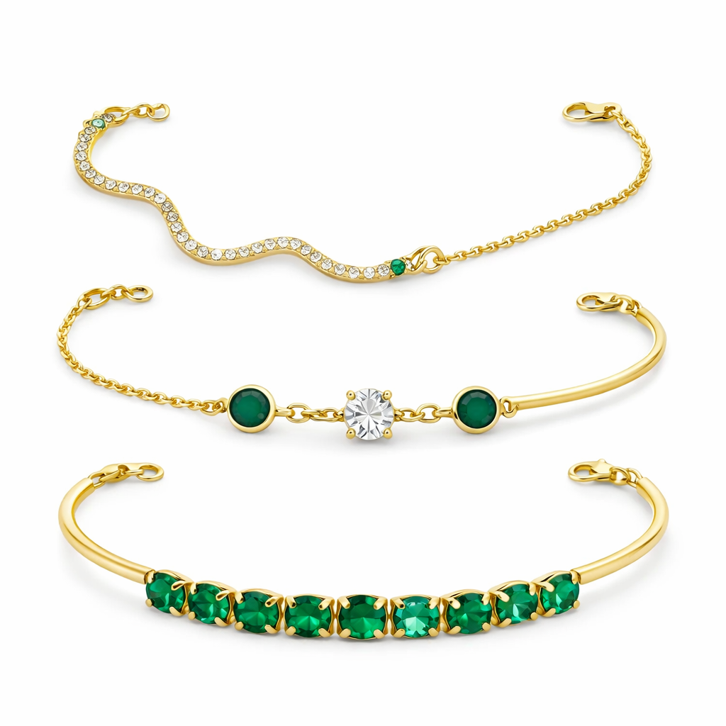 Vintage Green Zirconia Bracelet Set