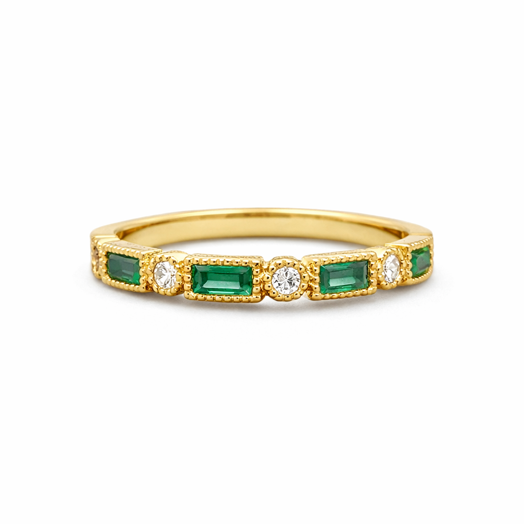 Vintage Green Zirconia Gold Ring
