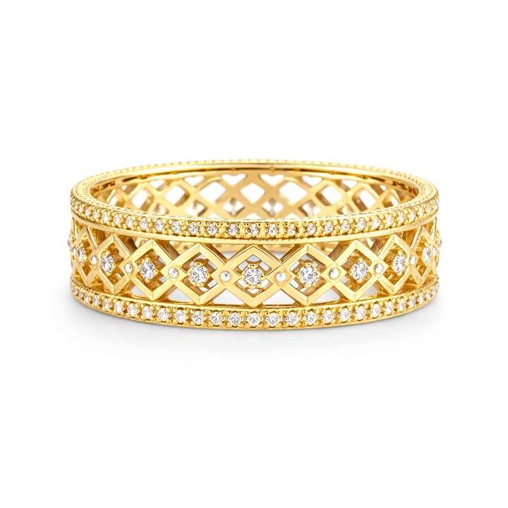 Vintage Hollow Diamond Pattern Gold Ring