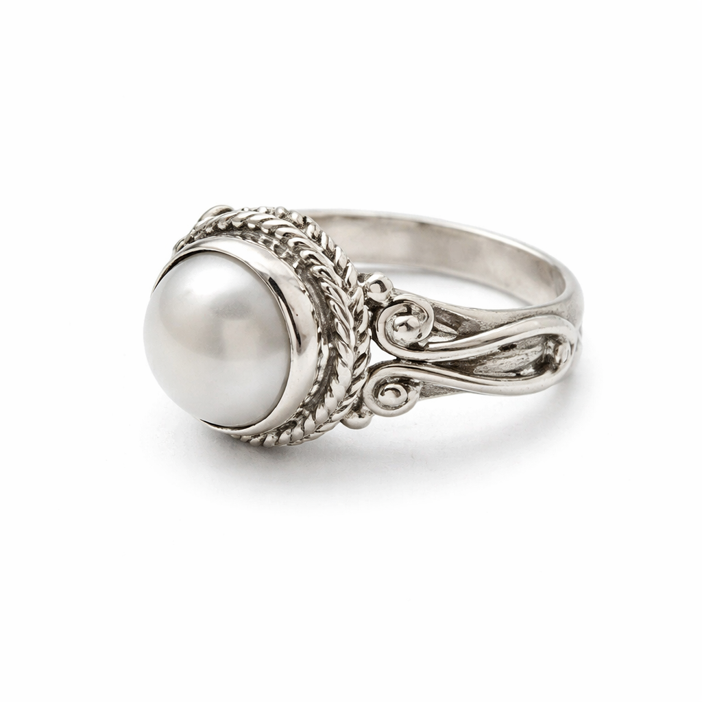 Vintage Inlaid Pearl Ring