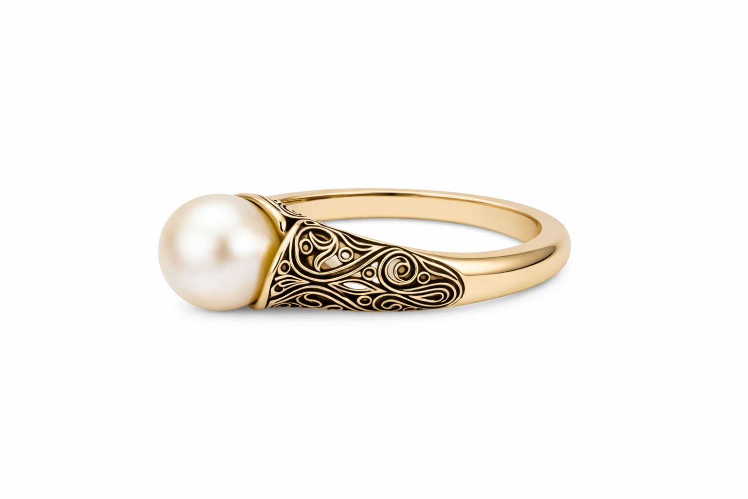 Vintage Pearl Adorned Golden Ring