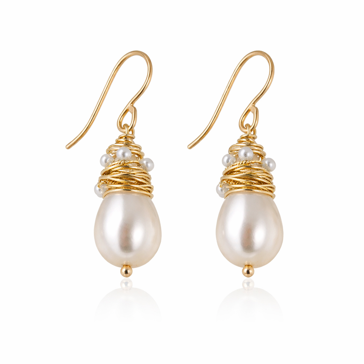 Vintage Pearl Golden Threads Earrings