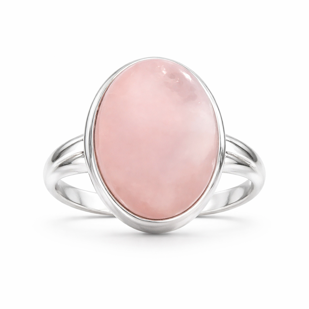 Vintage Rose Quartz Ring in Sterling Silver