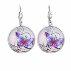 Vintage Rounded Crystal Butterfly Earrings