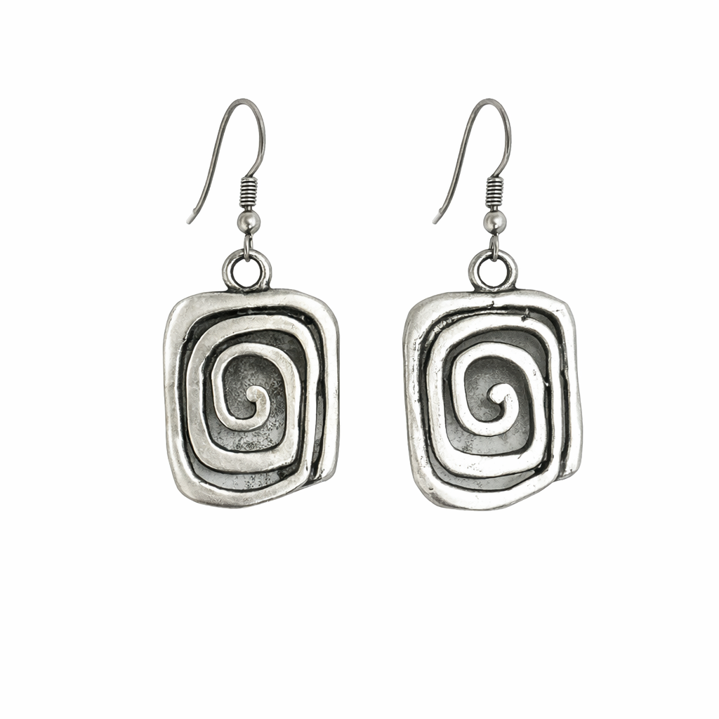 Vintage Spiral Silver Earrings