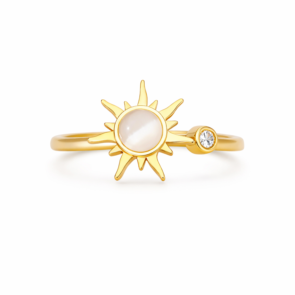 Vintage Stainless Steel Rotating Sun Opal Ring