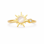 Vintage Stainless Steel Rotating Sun Opal Ring