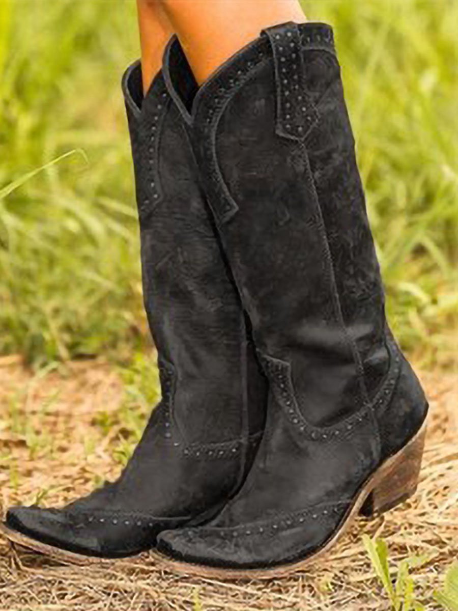 Vintage Studded Cowgirl Boots - Eliza-Warszawa