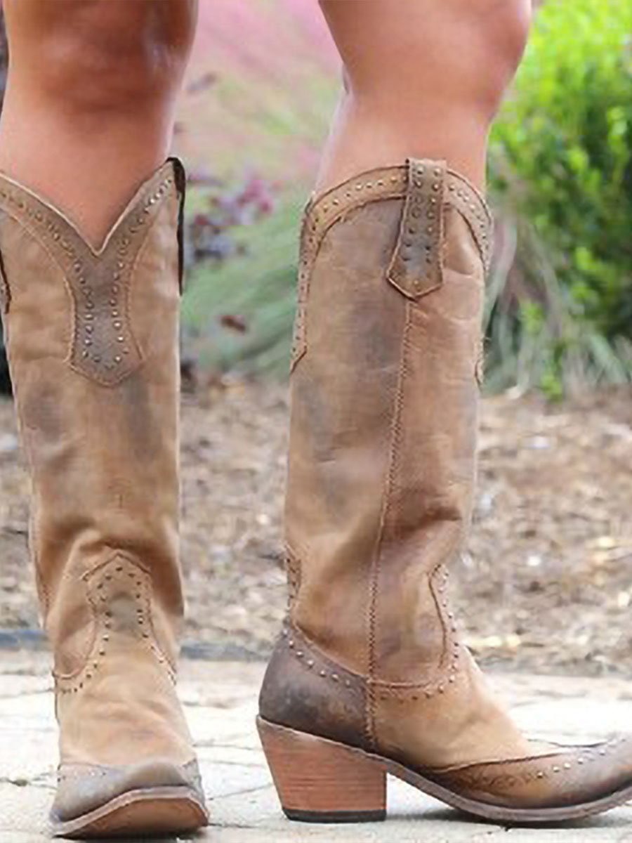 Vintage Studded Cowgirl Boots - Eliza-Warszawa