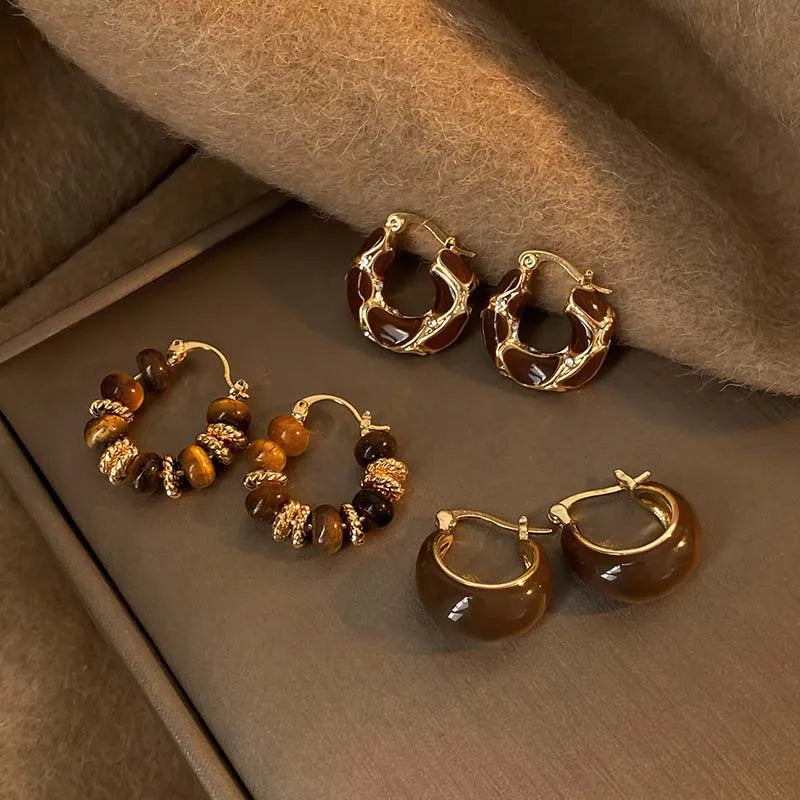Vintage U-Shaped Hoop Earrings - Eliza-Warszawa