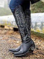Vintage Western Cowboy Embroidered Knee-High Boots - Eliza-Warszawa