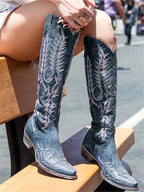 Vintage Western Cowboy Embroidered Knee-High Boots - Eliza-Warszawa