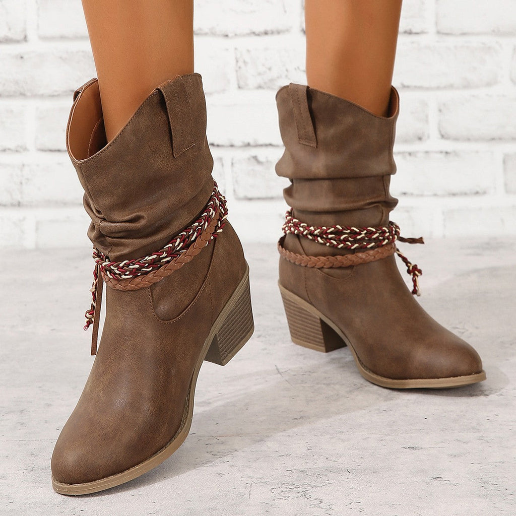 Vintage Western Cowboy Tassel Ankle Boots - Eliza-Warszawa