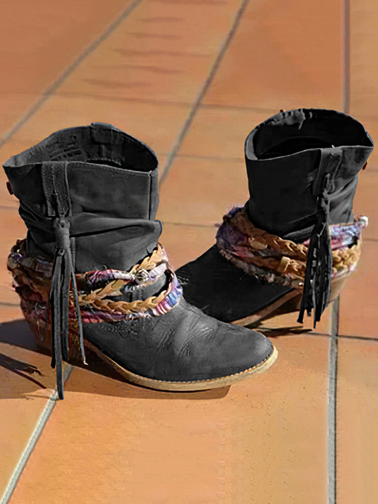 Vintage Western Tribal Tassel and Ankle Boots - Eliza-Warszawa