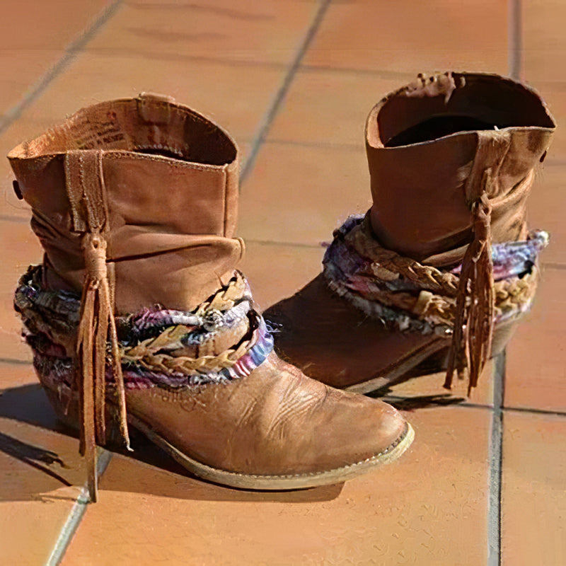 Vintage Western Tribal Tassel and Ankle Boots - Eliza-Warszawa