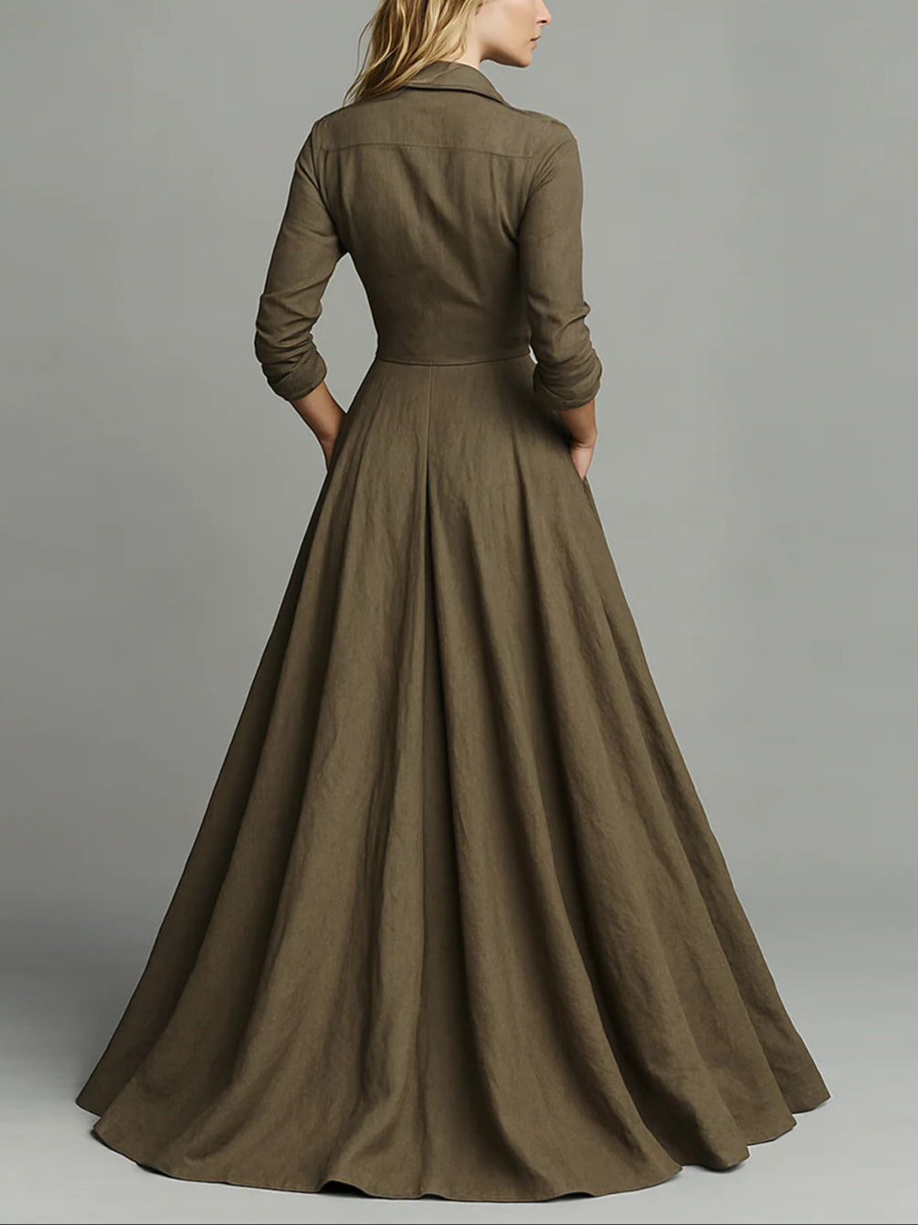 Vintage button-down shirt floor-length dress - Eliza-Warszawa