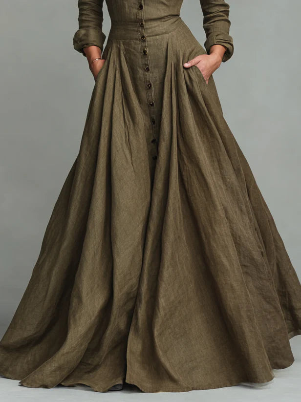 Vintage button-down shirt floor-length dress - Eliza-Warszawa