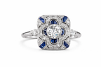 Vintage silver ring with blue zirconia