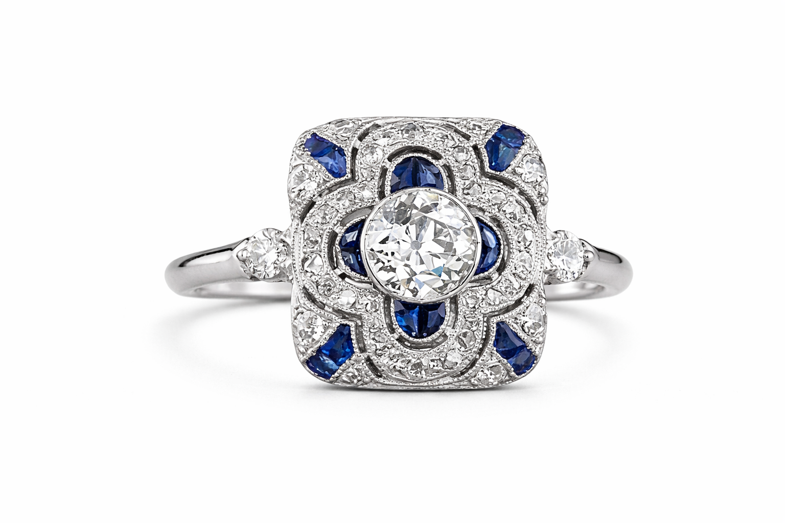 Vintage silver ring with blue zirconia