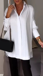 White Lapel Slit Shirt - Eliza-Warszawa