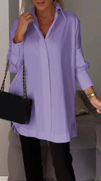 White Lapel Slit Shirt - Eliza-Warszawa