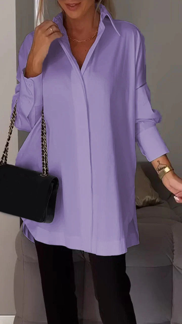 White Lapel Slit Shirt - Eliza-Warszawa