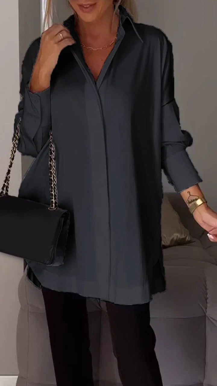 White Lapel Slit Shirt - Eliza-Warszawa