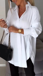 White Lapel Slit Shirt - Eliza-Warszawa