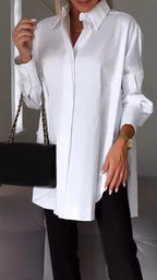 White Lapel Slit Shirt - Eliza-Warszawa