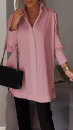 White Lapel Slit Shirt - Eliza-Warszawa