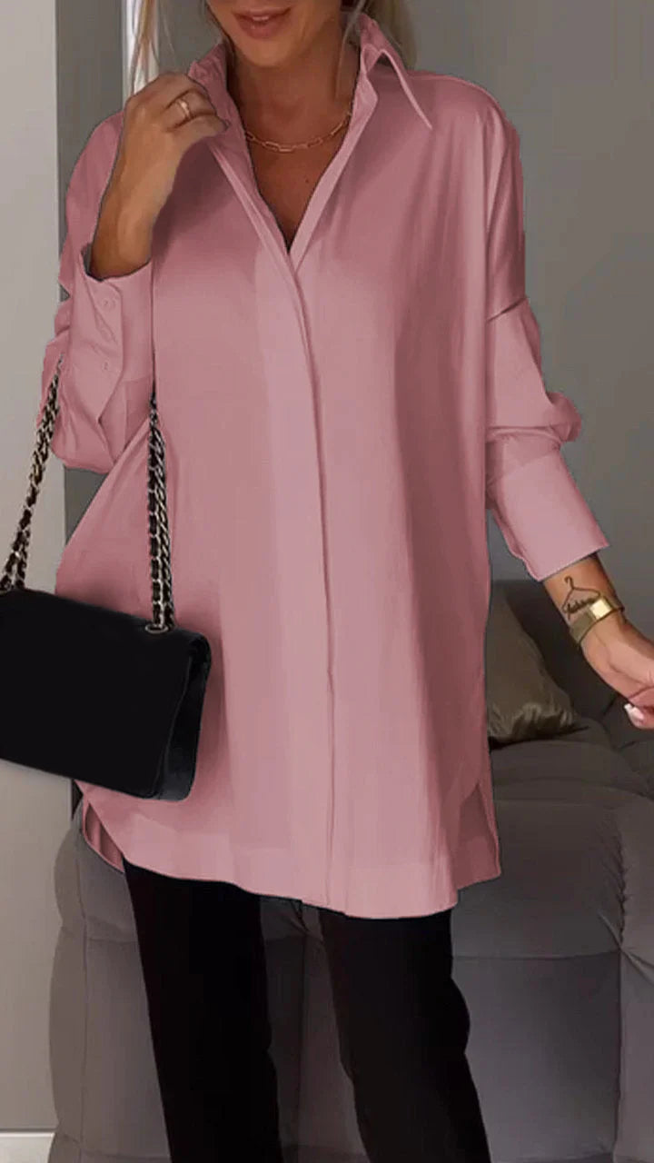 White Lapel Slit Shirt - Eliza-Warszawa