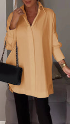 White Lapel Slit Shirt - Eliza-Warszawa