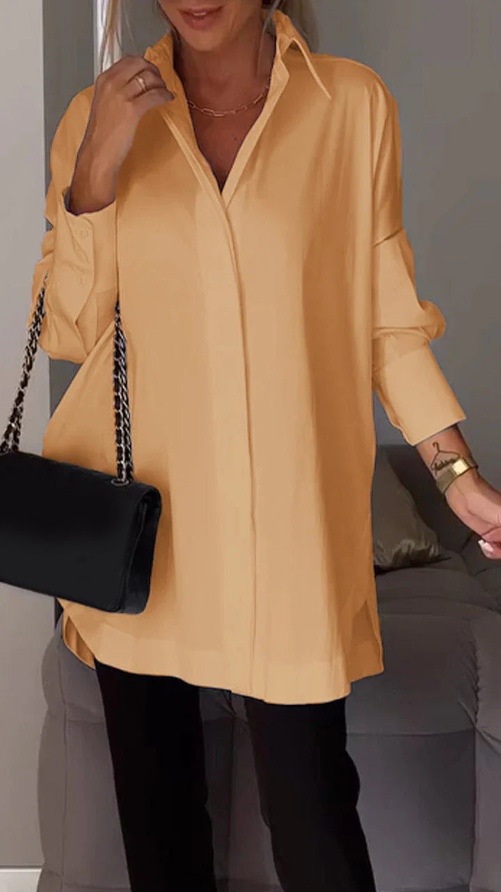 White Lapel Slit Shirt - Eliza-Warszawa
