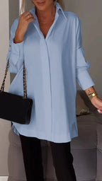 White Lapel Slit Shirt - Eliza-Warszawa