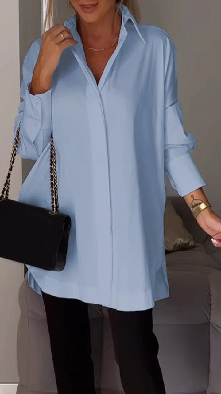 White Lapel Slit Shirt - Eliza-Warszawa