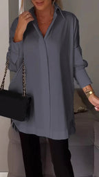 White Lapel Slit Shirt - Eliza-Warszawa