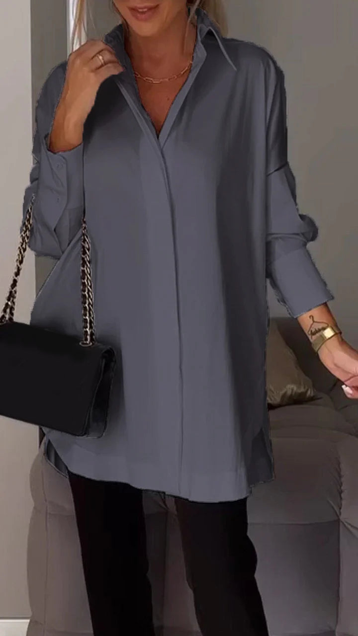 White Lapel Slit Shirt - Eliza-Warszawa