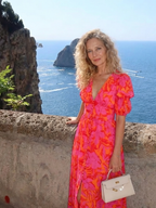 Willow - Floral V Neck Puff Sleeve Midi Dress - Eliza-Warszawa