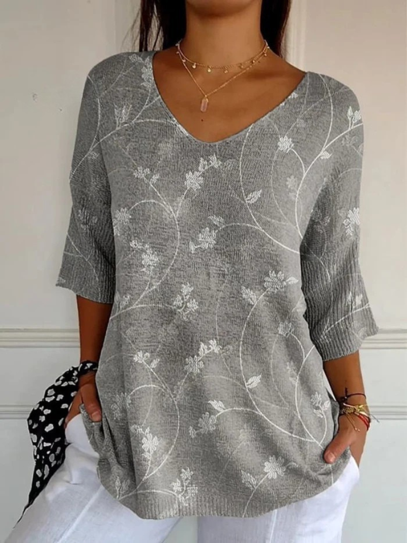 Women's Casual Floral Vintage Knit Sweater - Eliza-Warszawa