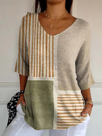 Women's Casual Knit Sweater with Abstract Geometric Pattern - Eliza-Warszawa
