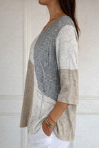 Women's Casual Knit Sweater with Abstract Geometric Pattern - Eliza-Warszawa
