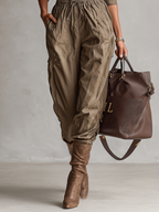 Women's Casual Shirt Collar Button Drawstring Jumpsuit - Eliza-Warszawa