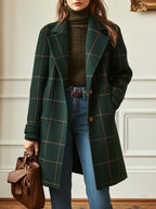 Women's Retro Lapel Plaid Tweed Coat - Eliza-Warszawa