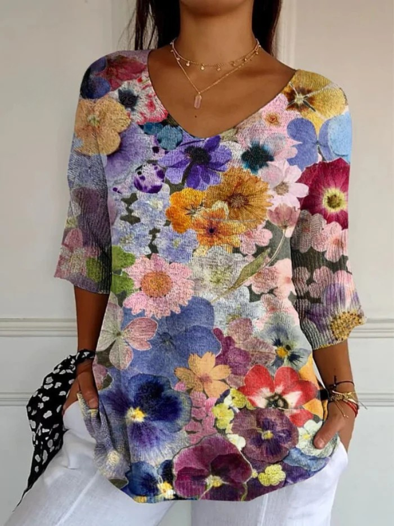 Women's Vintage Floral Knit Sweater - Eliza-Warszawa