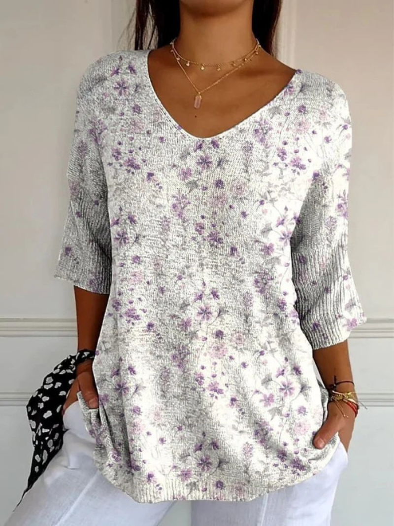Women's Vintage Floral Pattern Sweater - Eliza-Warszawa