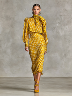 Women's Vintage Satin Polka Dot Print Shirt And Skirt Two-Piece Set (Not including scarf) - Eliza-Warszawa