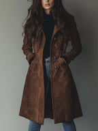 Women's Vintage Suede Trench Coat - Eliza-Warszawa