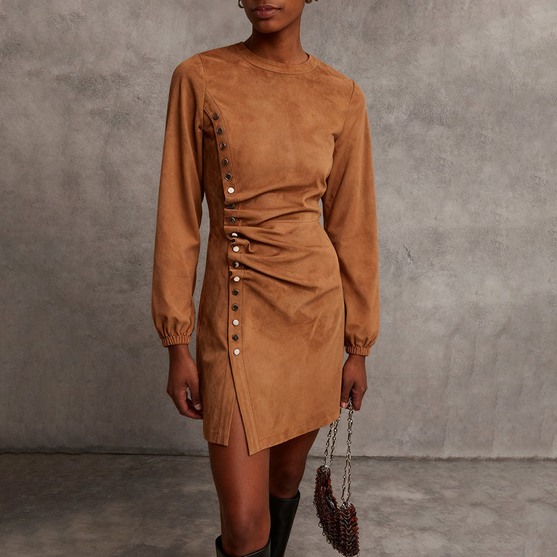 Women's Western Retro Style Autumn And Winter New Suede Dress - Eliza-Warszawa